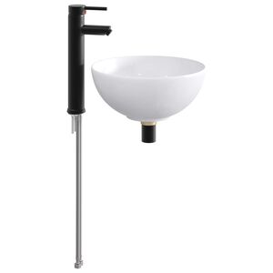 vidaXL Lavabo con rubinetto e scarico Nero Opaco 32 x 32 x 13 cm