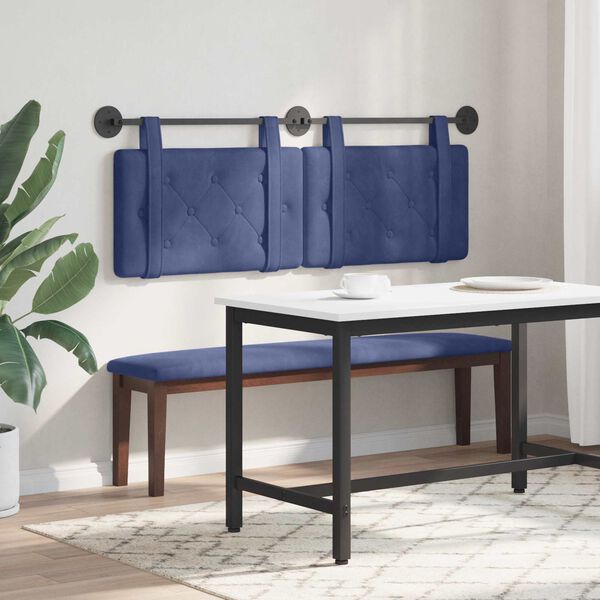 vidaXL Testata appesa Blu Polizia 130 x 55 x 5 cm Velluto