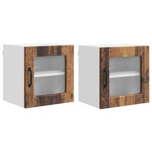 vidaXL Mobile in vetro da parete PORTO 2 pcs Legno vecchio