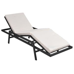 vidaXL Lettino Prendisole con Cuscino in Polyrattan Nero