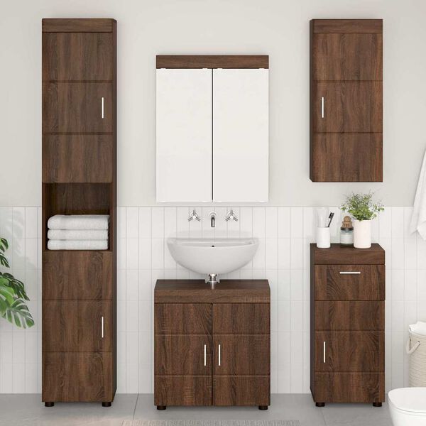 vidaXL Armadio da bagno a muro TULUM Rovere Marrone 37 x 24,5 x 86 cm