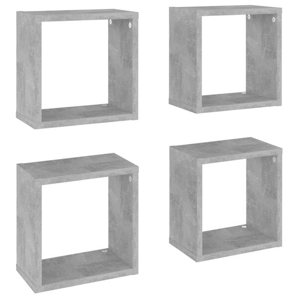 vidaXL Mensole Parete a Cubo 4 pz Grigio Cemento 26x15x26 cm