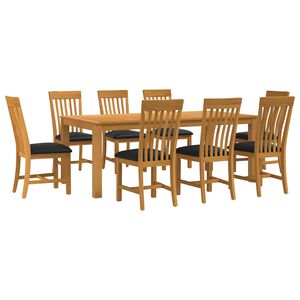 vidaXL Set da pranzo 9 pz Nero Legno di Quercia Massello
