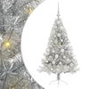 vidaXL Albero di Natale artificiale con luci integrate Argento 120 cm