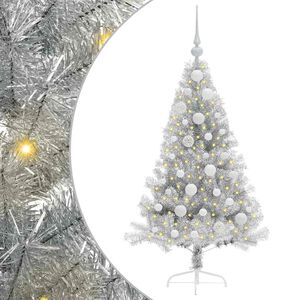vidaXL Albero di Natale artificiale con luci integrate Argento 120 cm