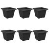vidaXL Vaso quadrato per fiori 6 pcs Nero 43 x 43 x 33,5 cm Plastica