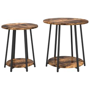 vidaXL Set tavolini con lo scaffale 2 pcs Rovere Affumicato e Nero