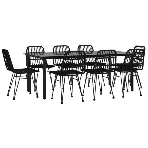 vidaXL Set da Pranzo da Giardino 9 pz Nero in Polyrattan