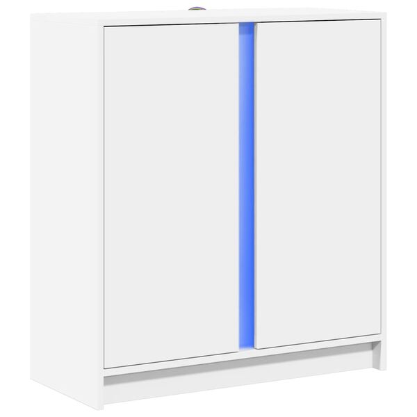 vidaXL Credenza con LED Bianca 77x34x85 cm in Legno Multistrato