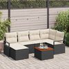 vidaXL Set Divano da Giardino con cuscino 7 pcs Nero Poly Rattan