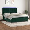vidaXL Letto a Molle con Materasso e LED Verde Scuro 160x200cm Velluto