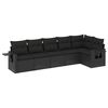vidaXL Set Divano da Giardino 6 pz con Cuscini Nero in Polyrattan