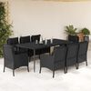 vidaXL Set da Pranzo da Giardino 9 pz con Cuscini Nero in Polyrattan