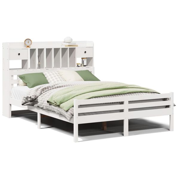 vidaXL Letto Libreria senza Materasso Bianco 150x200 cm Legno di Pino