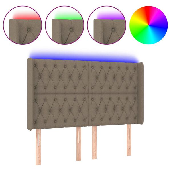 vidaXL Testiera a LED Tortora 163x16x118/128 cm in Tessuto