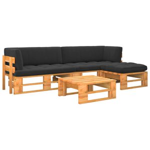 vidaXL Set Divani in Pallet con Cuscini 4 pz in Pino Impregnato Ambra