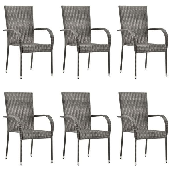 vidaXL Set Mobili da Pranzo Giardino 7 pz in Polyrattan Grigio