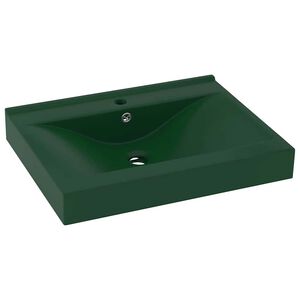 vidaXL Lavabo con Foro Rubinetto Verde Scuro Opaco 60x46cm in Ceramica