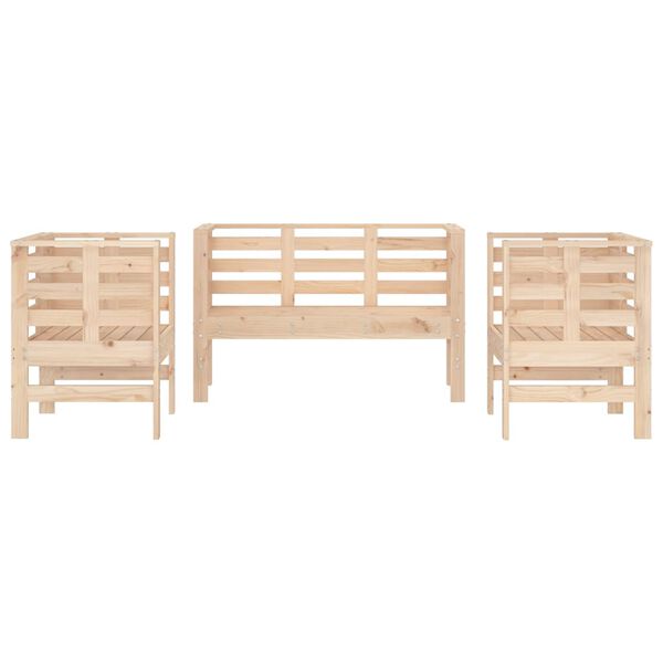 vidaXL Set Salotto da Giardino 3 pz in Legno Massello di Pino
