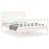 vidaXL Giroletto con Testiera Bianco Small Double Legno Massello
