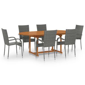 vidaXL Set Mobili da Pranzo Giardino 7 pz in Polyrattan Grigio