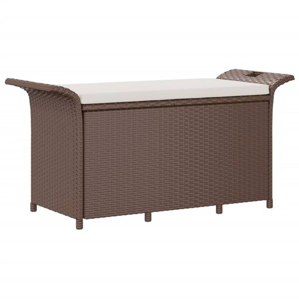 vidaXL Panca da Giardino con Cuscino Marrone 116x46x57cm in Polyrattan