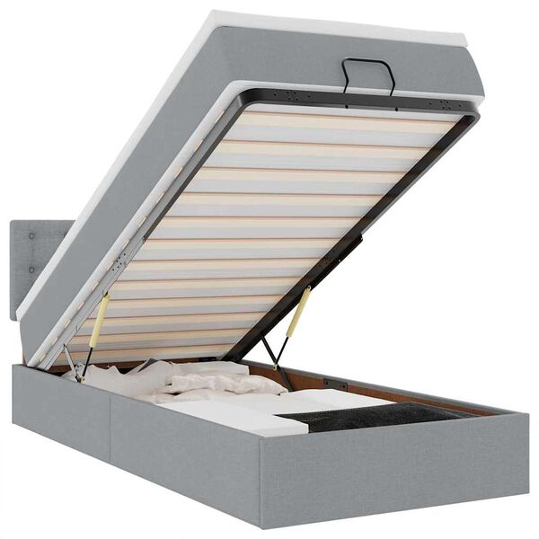 vidaXL Struttura Letto Pouf con Materasso 90x190 cm in Tessuto