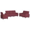 vidaXL Set di divani 3 pcs Rosso Vino Tessuto