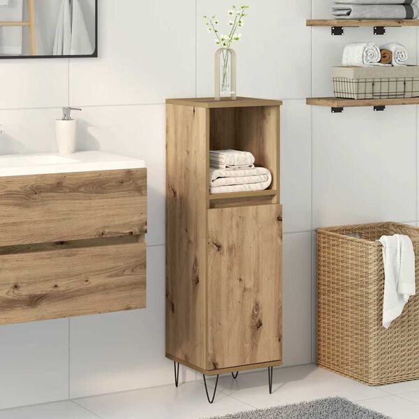 vidaXL Armadietto Bagno Rovere 30x30x100 cm Legno Multistrato
