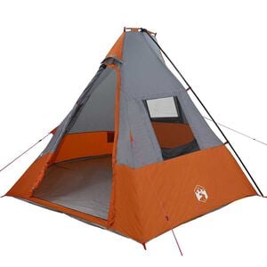 vidaXL Tenda Tipi 6 persona Impermeabile Grigio e arancione taffet&agrave;