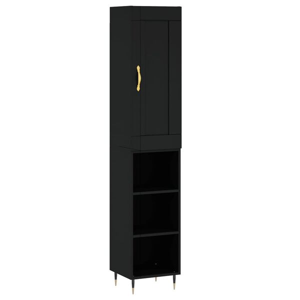 vidaXL Credenza Nera 34,5x34x180 cm in Legno Multistrato