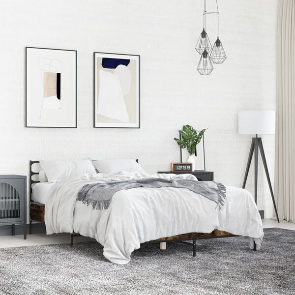 vidaXL Giroletto Rovere Fumo 120x190 cm in Legno Multistrato Metallo