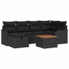 vidaXL Set Divano da Giardino 7 pz Nero Poly Rattan