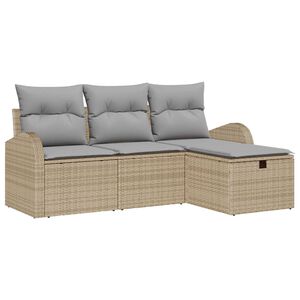 vidaXL Set di divani 4 pcs Beige e Grigio Chiaro polyrattan