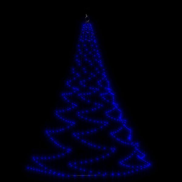 vidaXL Albero da Parete con Gancio Metallico 260 LED Blu 3 m