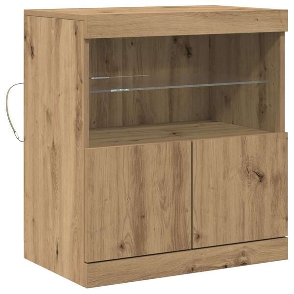 vidaXL Madia LED Marrone 60,5 x 37 x 67 cm Legno multistrato