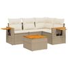vidaXL Set Divano da Giardino 5 pz con Cuscini Beige in Polyrattan