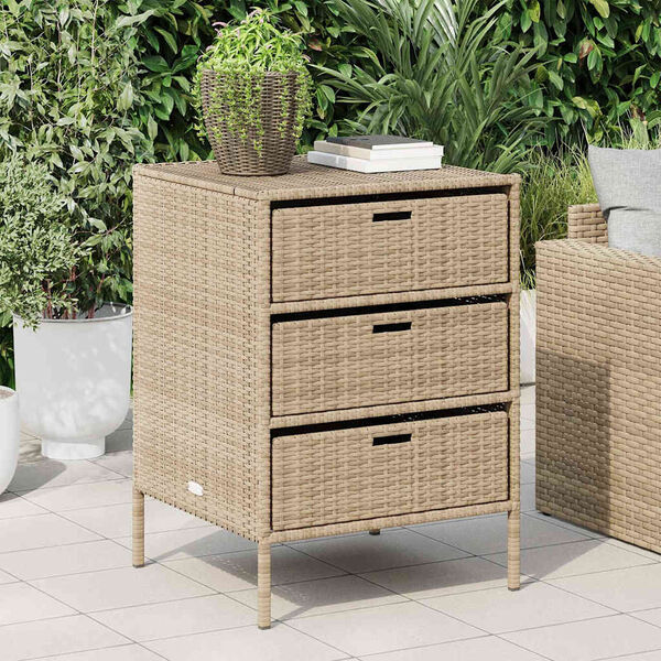 vidaXL Armadietto Portaoggetti da Giardino Beige 55x59x80cm Polyrattan