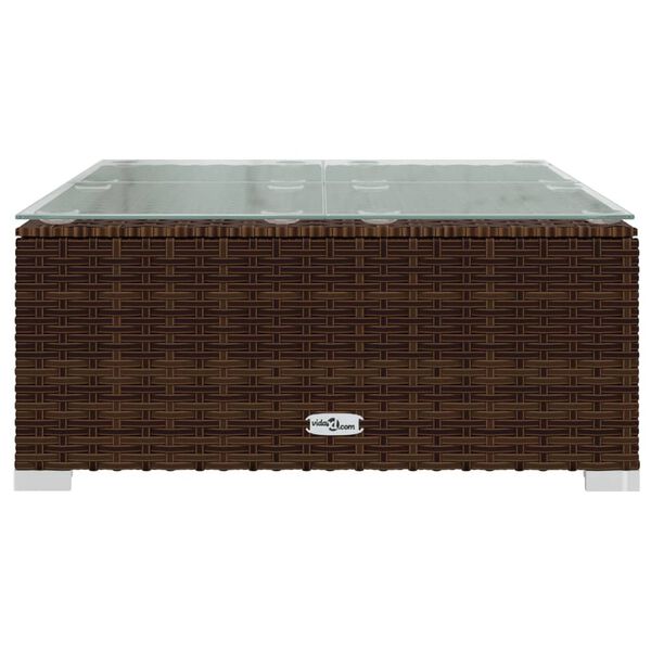 vidaXL Tavolino da Giardino Marrone 60x60x30 cm in Polyrattan e Vetro