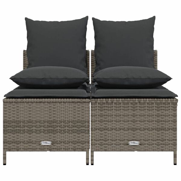 vidaXL Set Divani da Giardino 4 pz con Cuscini in Polyrattan Grigio