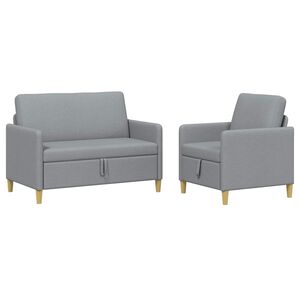 vidaXL Set di Divani con Storage 2 pz Grigio Chiaro Poliestere