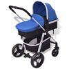 vidaXL Passeggino 3 in 1 in Alluminio Blu e Nero