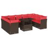 vidaXL Set Divani da Giardino 10 pz con Cuscini Marrone in Polyrattan