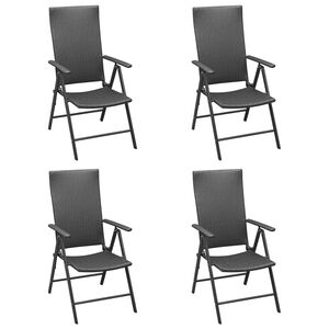 vidaXL Sedie pieghevoli, 4 pezzi, in polyrattan nero