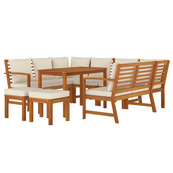 vidaXL Set da Pranzo da Giardino 9pz con Cuscini Legno Massello Acacia