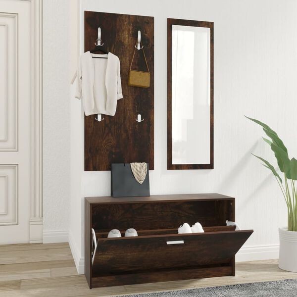 vidaXL Set Scarpiere 3 in 1 rovere fumo in Legno Multistrato