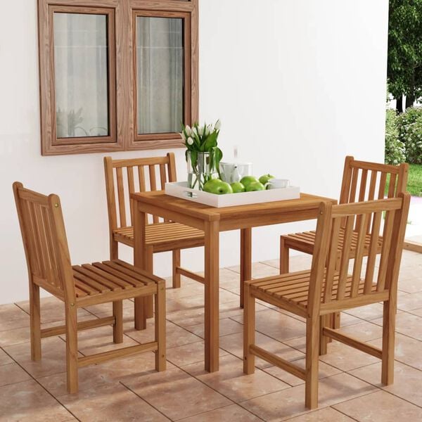 vidaXL Set da pranzo da giardino 5 pz 80x80 cm in legno massello di teak