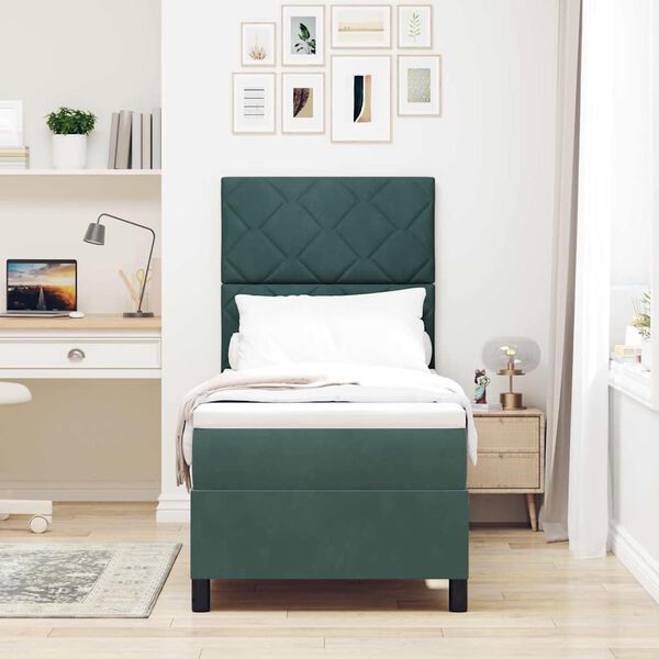 vidaXL Letto a Sorgente LED Verde Scuro 80 x 200 cm Tessuto