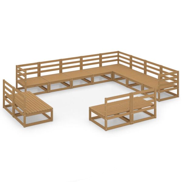 vidaXL Set Salotto da Giardino 12pz Marrone Ambra Legno Massello Pino