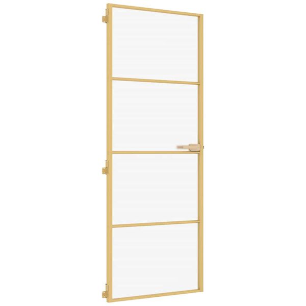 vidaXL Porta Interni Sottile Oro 76x201,5cm Vetro Temperato Alluminio